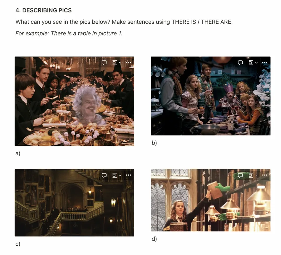 Praticaram a fala com cenas de Harry Potter;